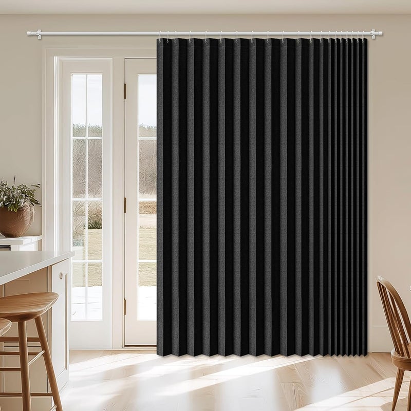 A-jazz ستارة باب قابلة للطي 100% تعتيم 98"x78" باللون الأسود - فاصل غرف مغناطيسي قابل للطي، بدون حفر للتركيب على الأبواب الخارجية - Image 1